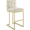 Privy Gold Stainless Steel Upholstered Fabric Bar Stool - No Shipping Charges