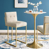 Privy Gold Stainless Steel Upholstered Fabric Bar Stool - No Shipping Charges