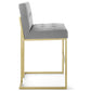 Privy Gold Stainless Steel Upholstered Fabric Bar Stool  - No Shipping Charges