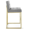 Privy Gold Stainless Steel Upholstered Fabric Bar Stool  - No Shipping Charges