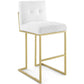 Privy Gold Stainless Steel Upholstered Fabric Bar Stool