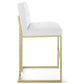 Privy Gold Stainless Steel Upholstered Fabric Bar Stool  - No Shipping Charges