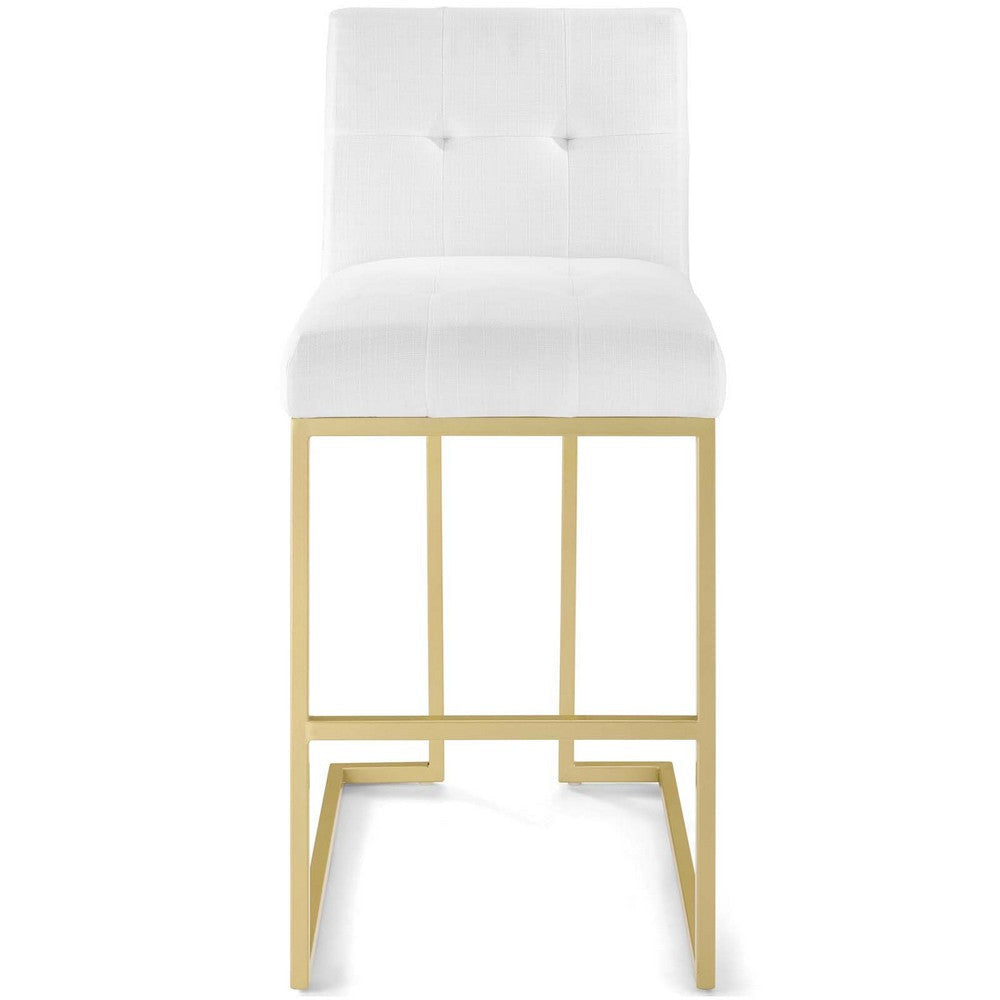 Modway Privy Stainless Steel Upholstered Fabric Bar Stool Gold White MDY-EEI-3855-GLD-WHI