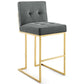 Privy Gold Stainless Steel Performance Velvet Bar Stool  - No Shipping Charges