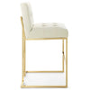 Modway Privy Gold Stainless Steel Performance Velvet Bar Stool Ivory MDY-EEI-3856-GLD-IVO