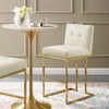 Modway Privy Gold Stainless Steel Performance Velvet Bar Stool Ivory MDY-EEI-3856-GLD-IVO