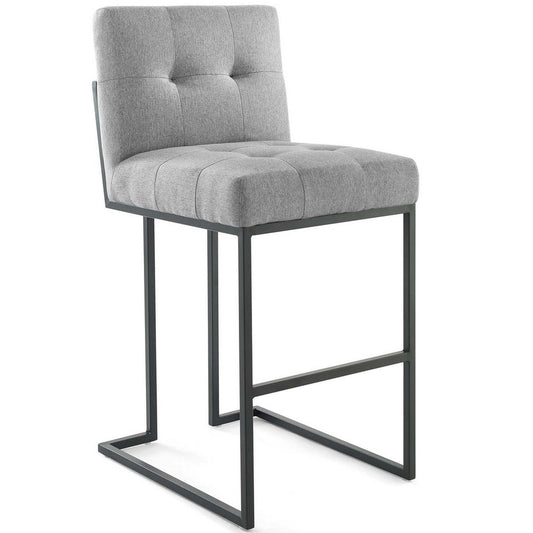 Privy Black Stainless Steel Upholstered Fabric Bar Stool  - No Shipping Charges