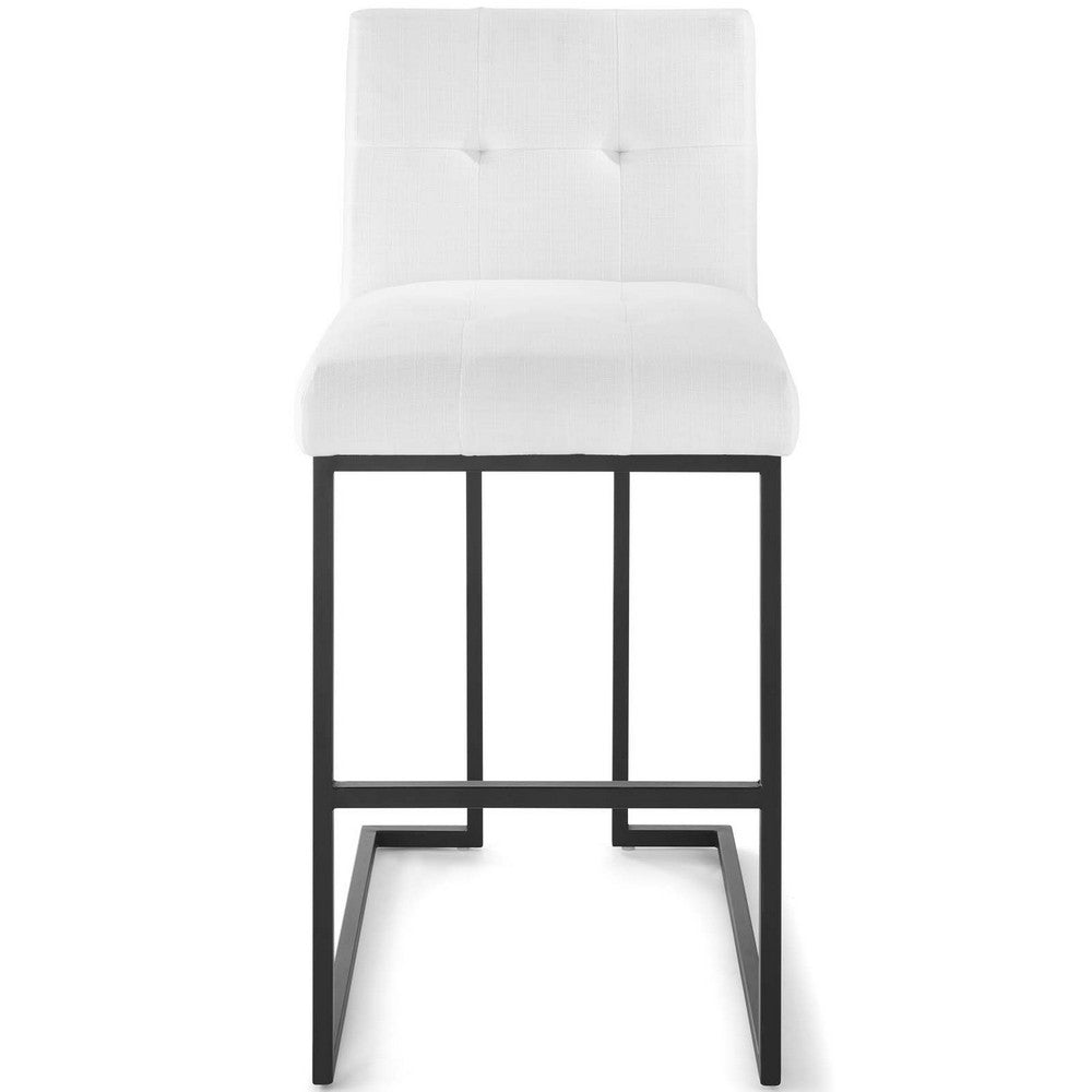 Privy Black Stainless Steel Upholstered Fabric Bar Stool - No Shipping Charges