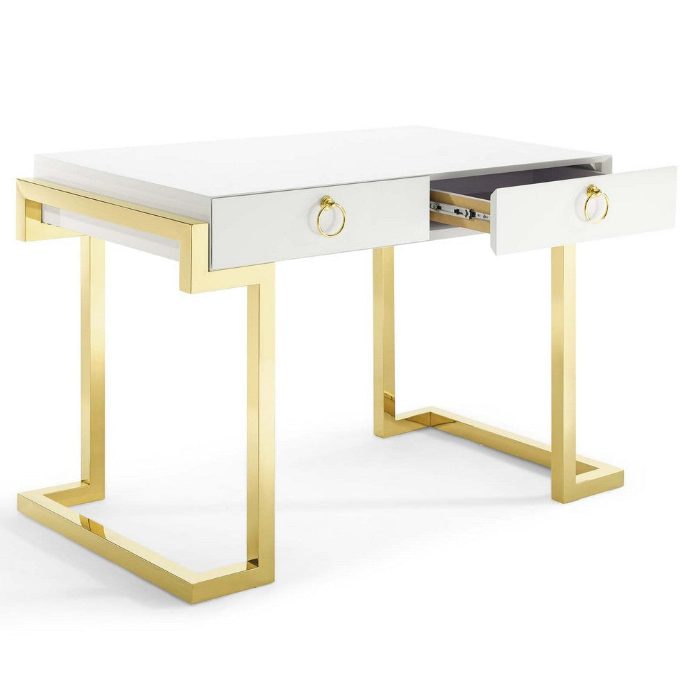 Modway Ring Office Desk Gold White MDY-EEI-3862-GLD-WHI