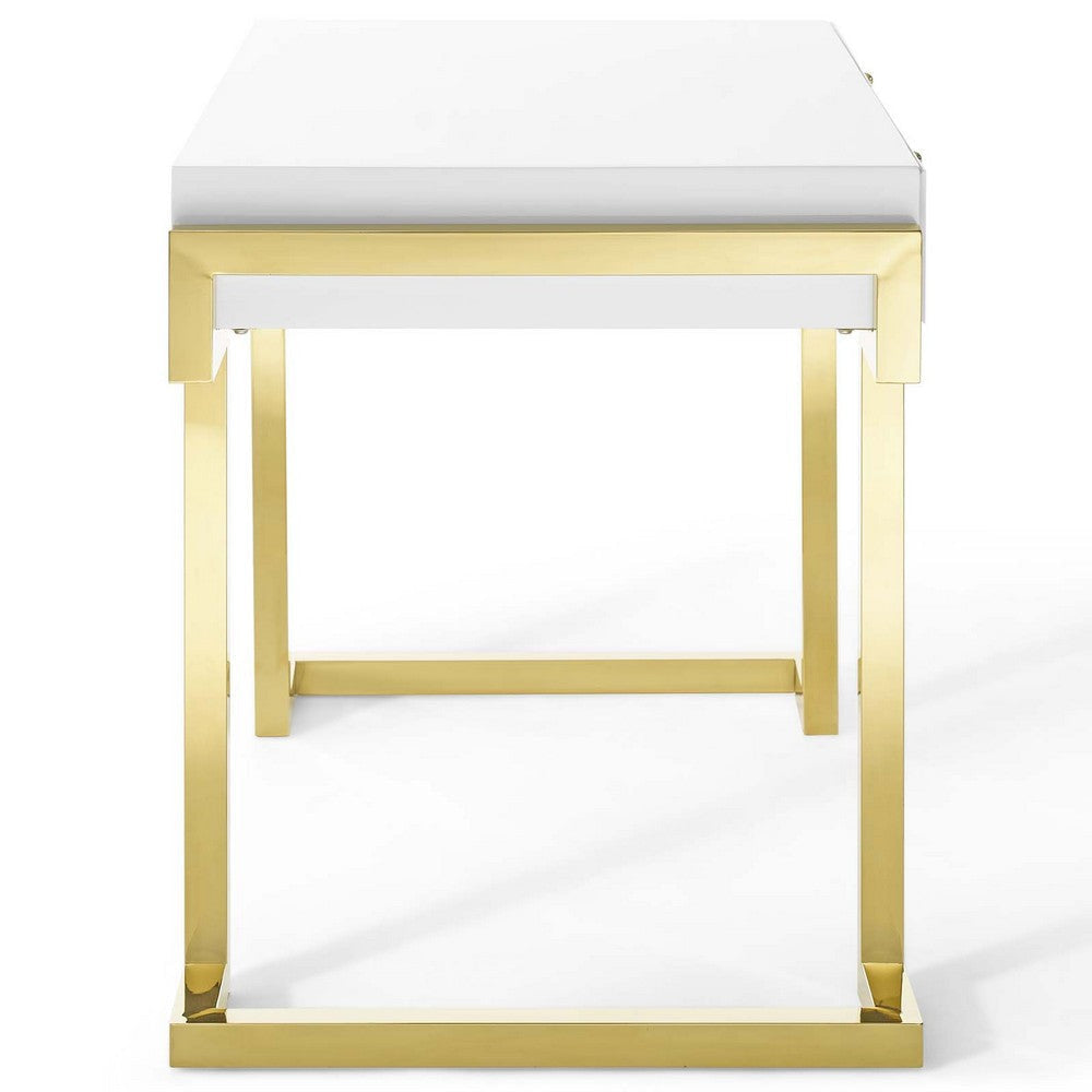 Modway Ring Office Desk Gold White MDY-EEI-3862-GLD-WHI