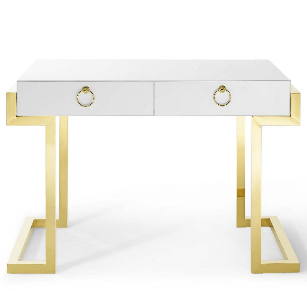 Modway Ring Office Desk Gold White MDY-EEI-3862-GLD-WHI