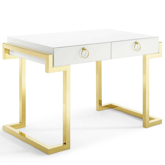 Modway Ring Office Desk, Gold White