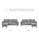 Modway Revive Modern Upholstered Fabric Right or Left Sectional Sofa Couch Light Gray MDY-EEI-3867-LGR