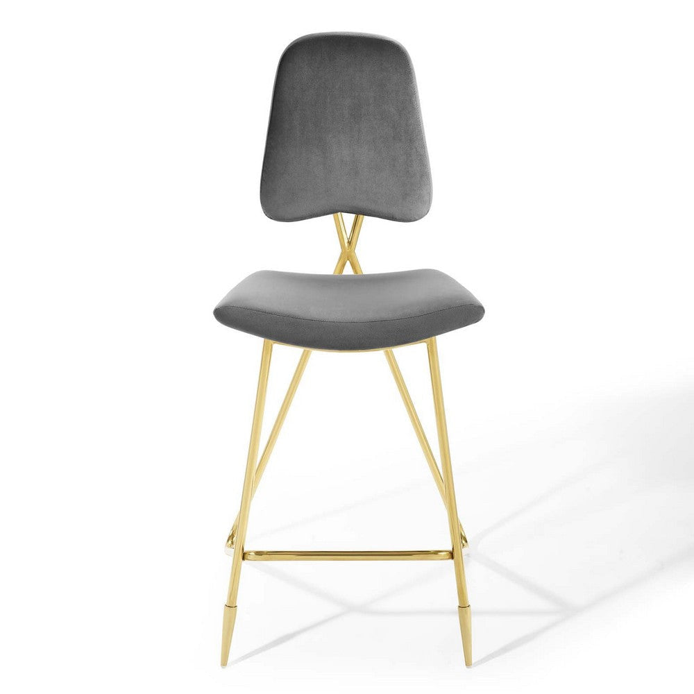 Modway Ponder Performance Velvet Bar Stool Gray MDY-EEI-3880-GRY