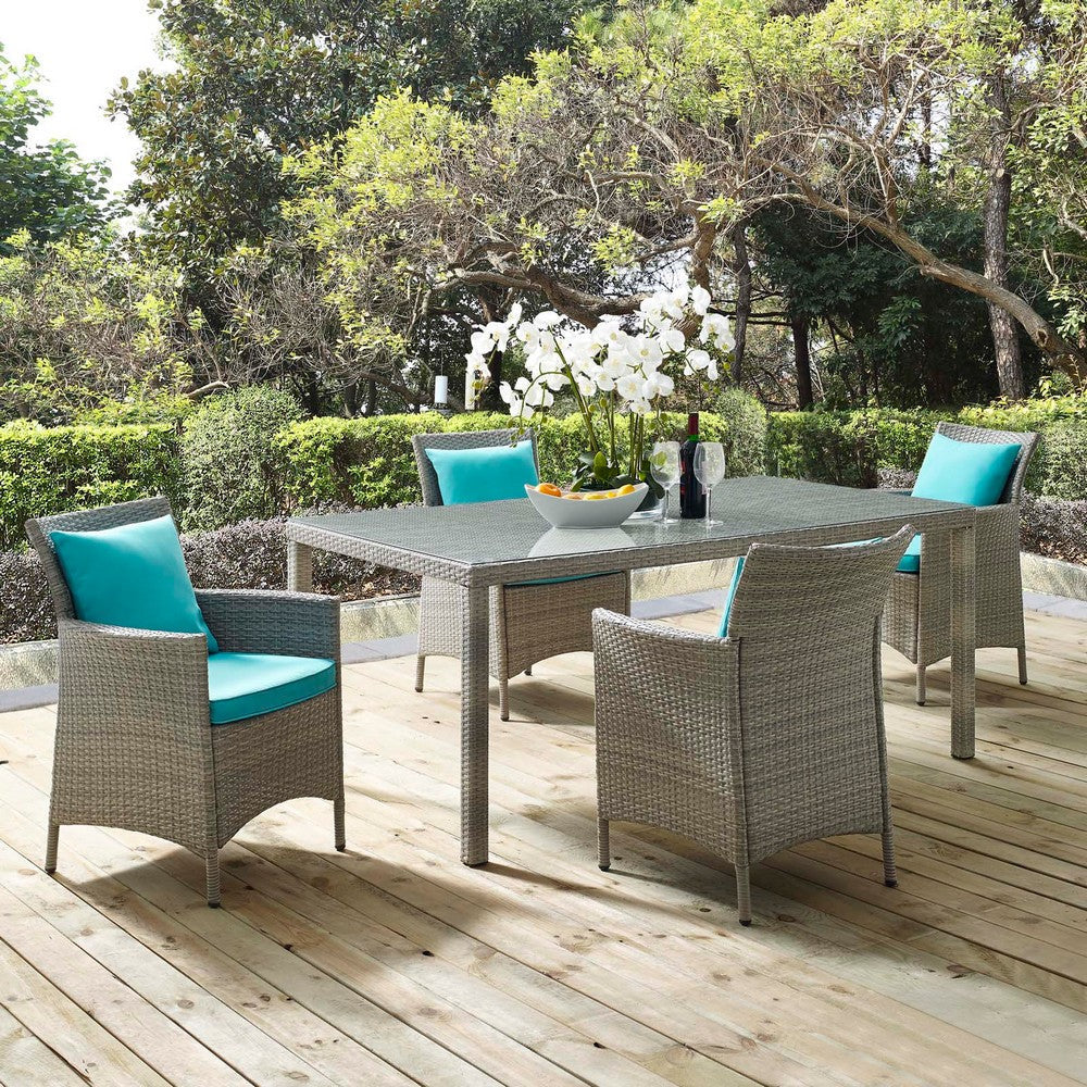 Modway EEI-3894-LGR-TRQ-SET Conduit Patio Dining Sets Turquoise MDY-EEI-3894-LGR-TRQ-SET