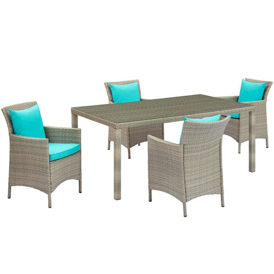 Modway EEI-3894-LGR-TRQ-SET Conduit Patio Dining Sets, Turquoise