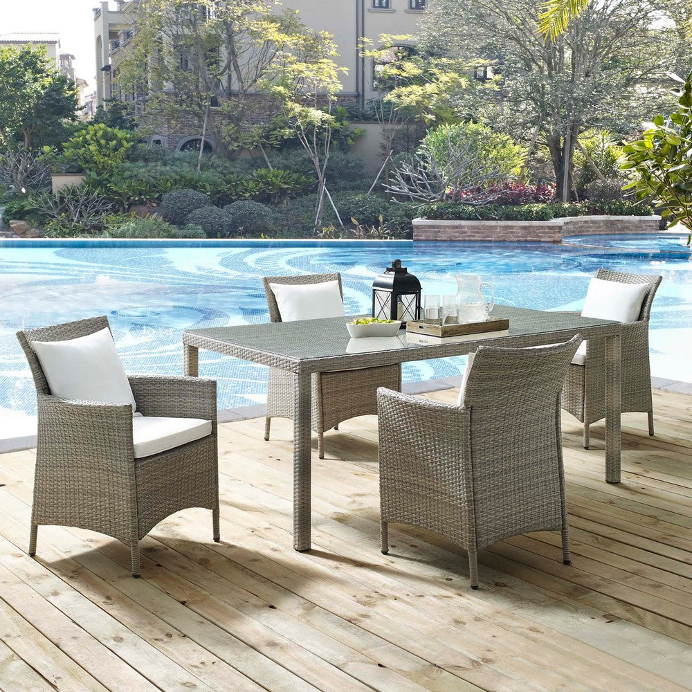 Modway EEI-3894-LGR-WHI-SET Conduit Patio Dining Sets White MDY-EEI-3894-LGR-WHI-SET