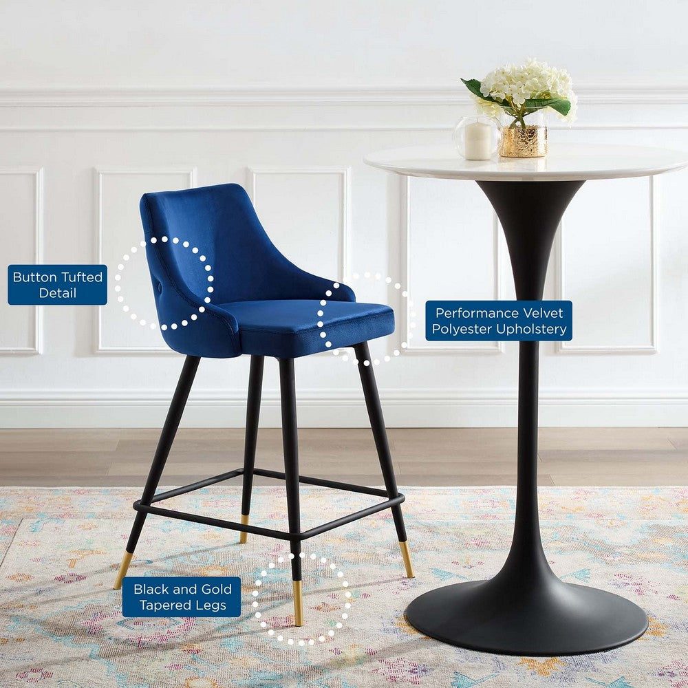Adorn Performance Velvet Counter Stool by Modway| Blue