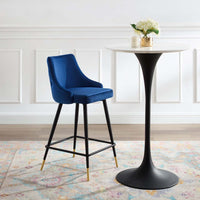 Adorn Performance Velvet Counter Stool by Modway| Blue