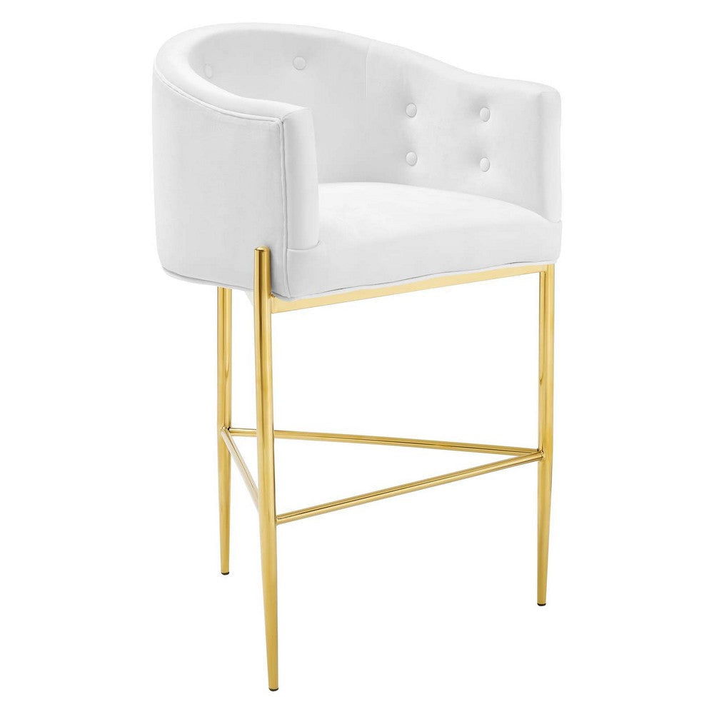 Modway Savour Tufted Performance Velvet Bar Stool White MDY-EEI-3911-WHI