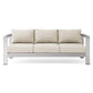 Modway Shore Aluminum Metal Outdoor Patio Sofa With Silver Beige All-Weather Cushions MDY-EEI-3917-SLV-BEI