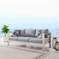 Modway Shore Aluminum Metal Outdoor Patio Sofa With Silver Gray All-Weather Cushions MDY-EEI-3917-SLV-GRY