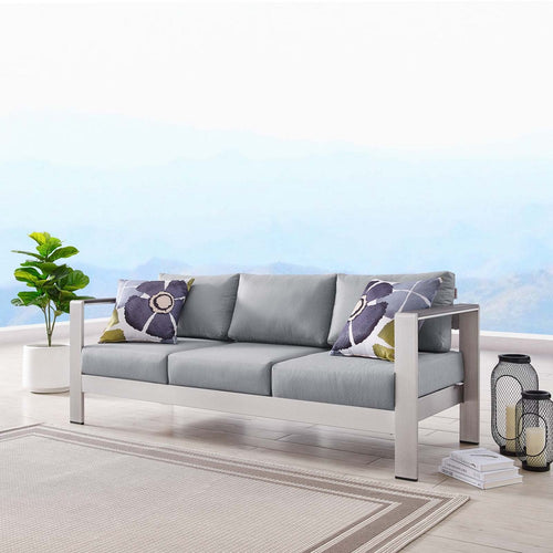 Shore Outdoor Patio Aluminum Sofa by Modway| Gray
