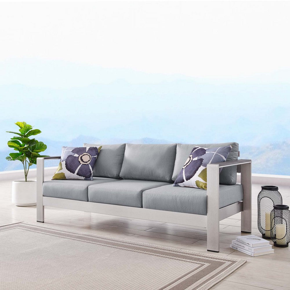 Shore Outdoor Patio Aluminum Sofa by Modway| Gray