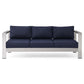 Modway Shore Aluminum Metal Outdoor Patio Sofa With Silver Navy All-Weather Cushions MDY-EEI-3917-SLV-NAV