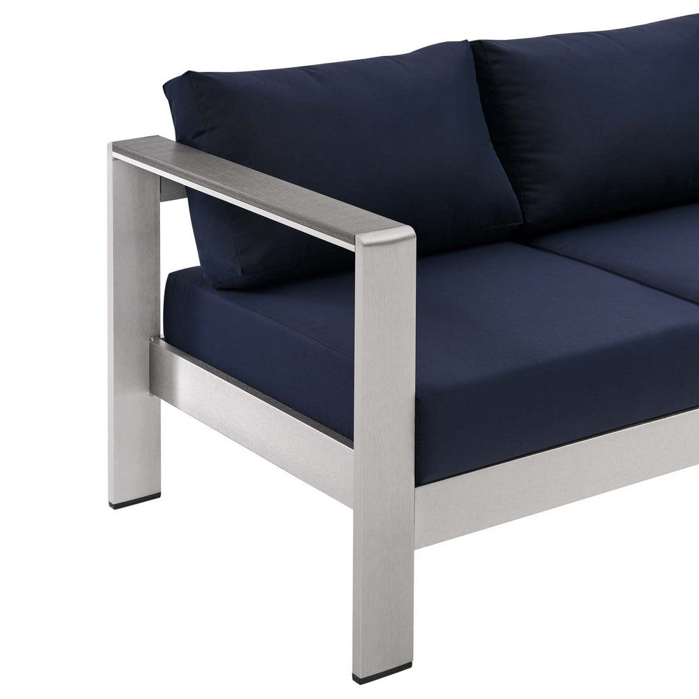 Shore Outdoor Patio Aluminum Sofa by Modway| Blue