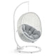 Modway Hide Wicker Rattan SunbrellaÂ® Outdoor Patio Porch Lounge Egg Swing Chair Set with Stand in White Gray