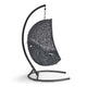 Modway EEI-3943-BLK-GRY Encase Wicker Rattan Outdoor Patio Porch Lounge Sunbrella Egg Swing Chair with Stand in Black Gray