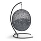 Modway EEI-3943-BLK-GRY Encase Wicker Rattan Outdoor Patio Porch Lounge Sunbrella Egg Swing Chair with Stand in Black Gray