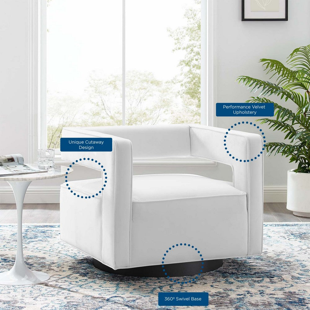 Booth Performance Velvet Performance Velvet Swivel Armchair by Modway| White