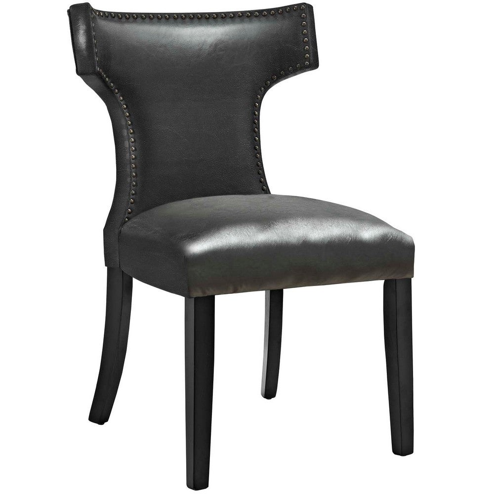 Curve Vinyl Dining Chair Set of 2 by Modway| Black