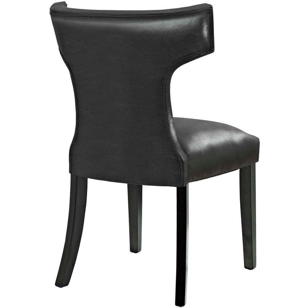 Curve Vinyl Dining Chair Set of 2 by Modway| Black
