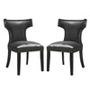 Modway Curve Vinyl Set of 2, Two Dining Chairs, Black