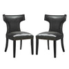 Curve Vinyl Dining Chair Set of 2 by Modway| Black