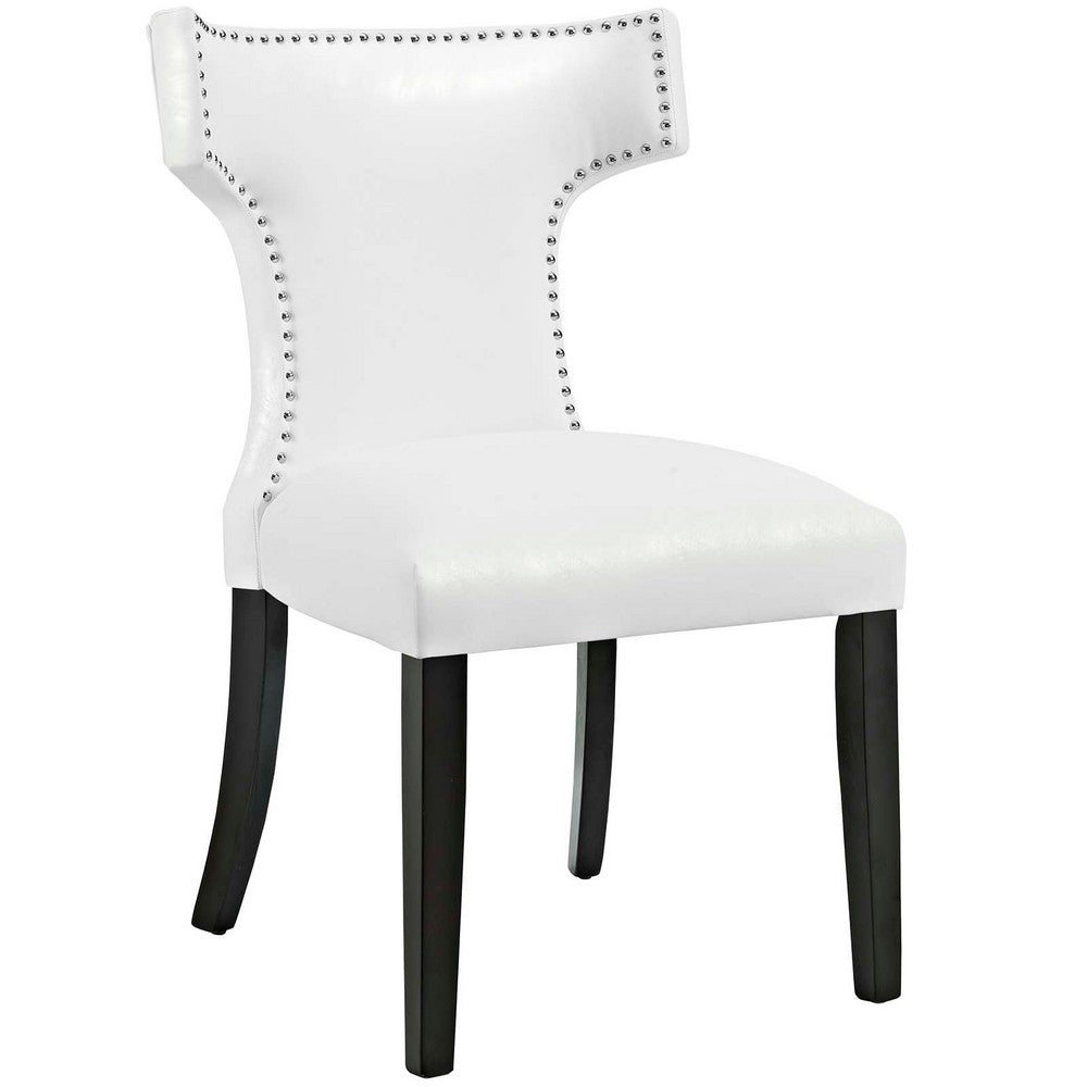 Curve Vinyl Dining Chair Set of 2 by Modway| White