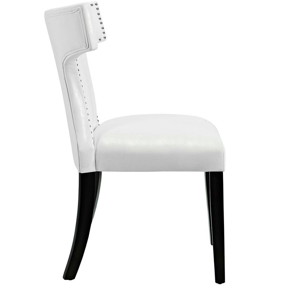 Curve Vinyl Dining Chair Set of 2 by Modway| White