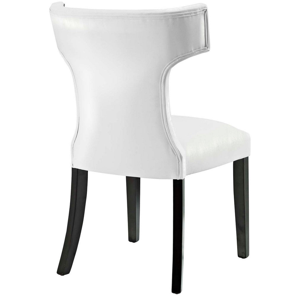 Curve Vinyl Dining Chair Set of 2 by Modway| White