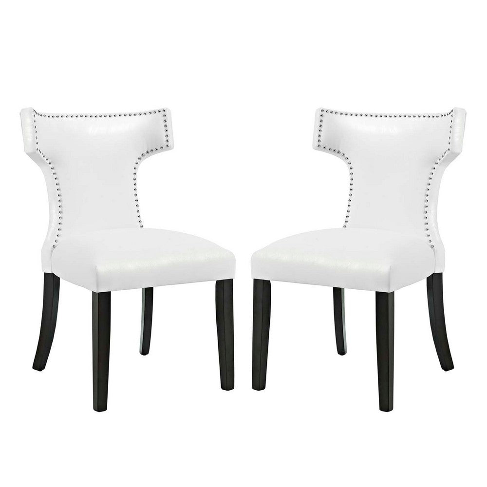 Curve Vinyl Dining Chair Set of 2 by Modway| White