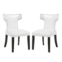 Curve Vinyl Dining Chair Set of 2 by Modway| White