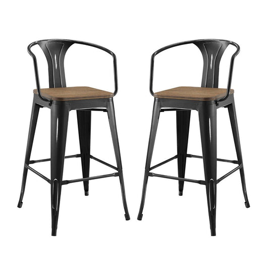 Promenade Bar Stool Set of 2 by Modway| Black