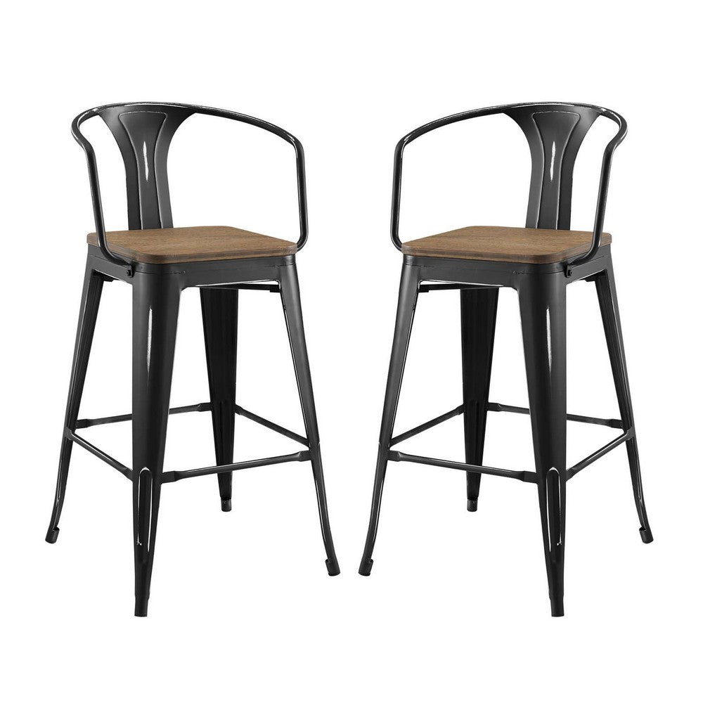 Promenade Bar Stool Set of 2 by Modway| Black