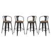 Modway Promenade Bar Stool Set of 4, Black