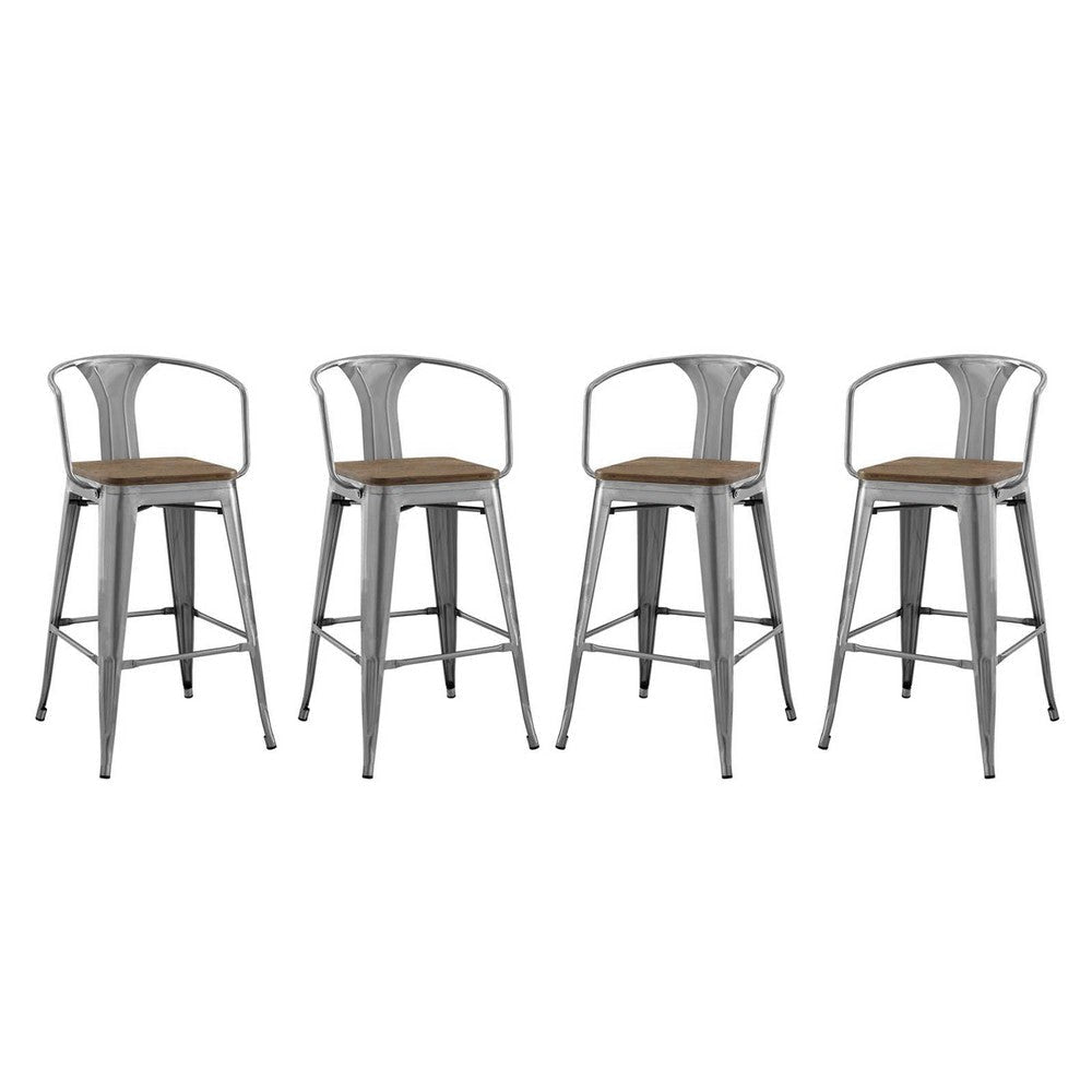 Modway Promenade Bar Stool Set of 4, Gunmetal