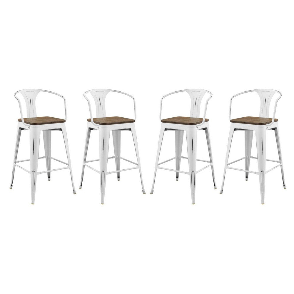 Modway Promenade Bar Stool Set of 4, White