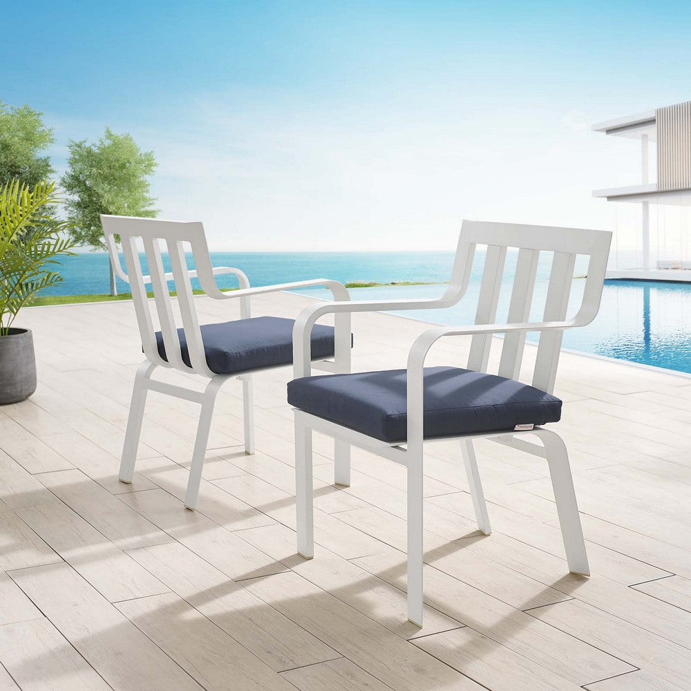 Modway EEI-3961-WHI-NAV Baxley Lounge & Deep Seating Sets Two Dining Chairs White Navy MDY-EEI-3961-WHI-NAV