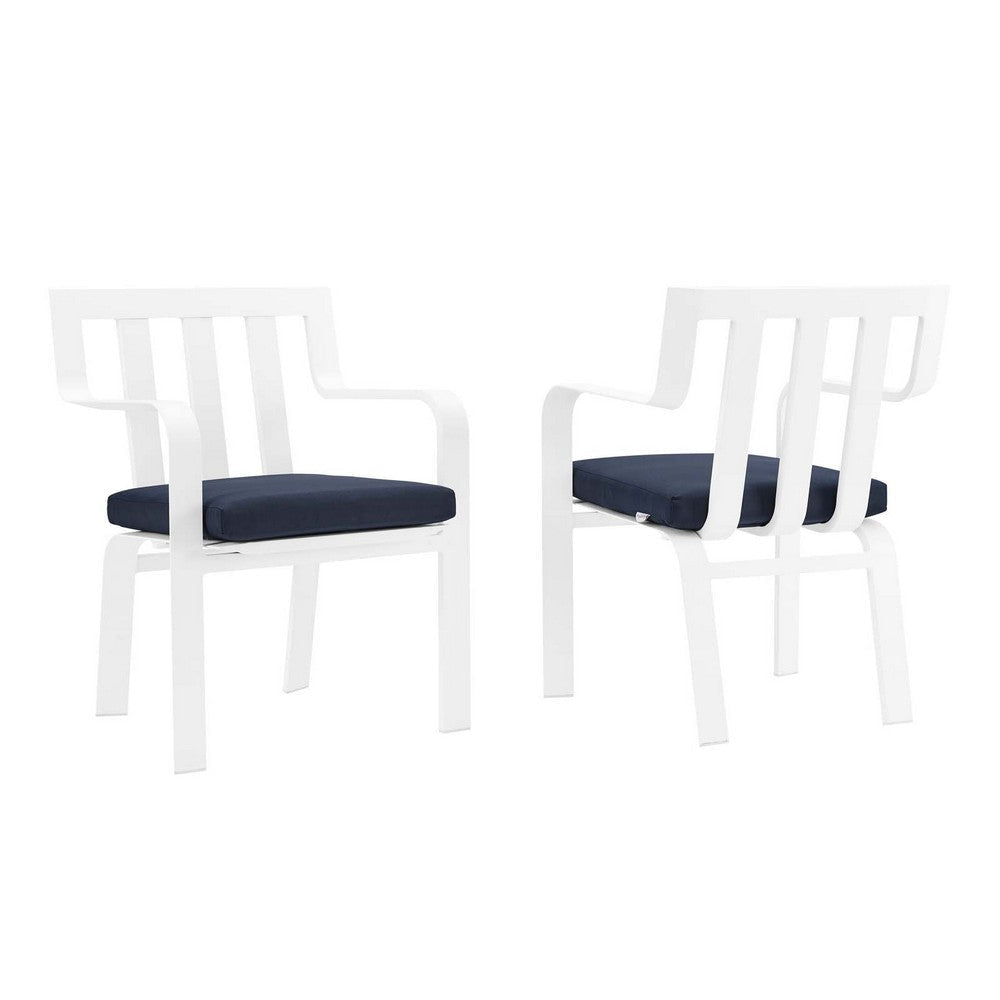 Modway EEI-3961-WHI-NAV Baxley Lounge & Deep Seating Sets, Two Dining Chairs, White Navy